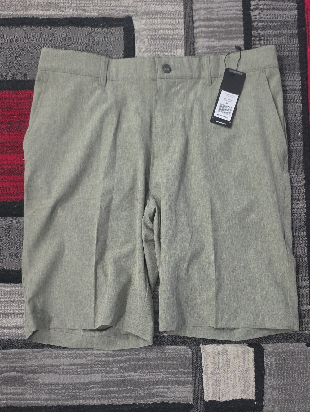 adidas Men's Olive Green Flat-Front Performance Shorts
